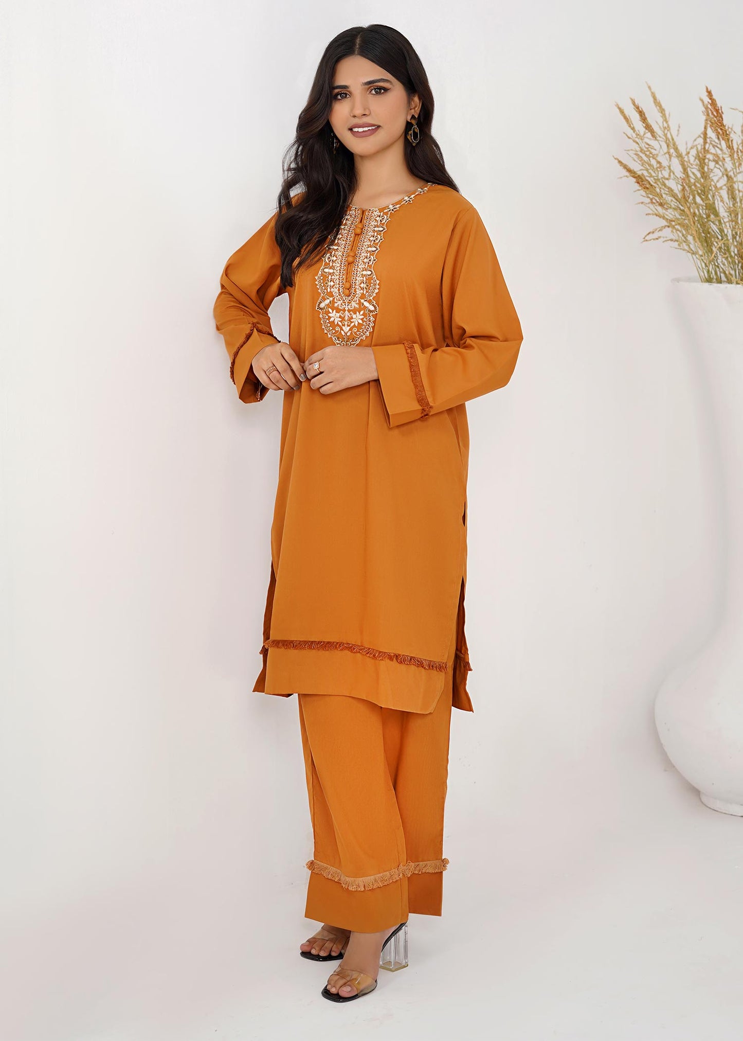 Cambric Embroidered Co-Ord Set