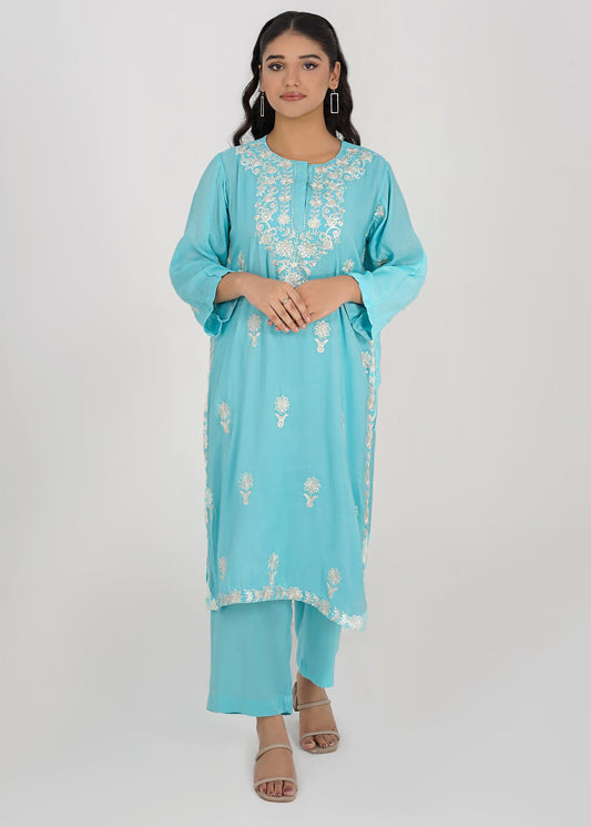 Cotton Net Embroidered Co-Ord Set