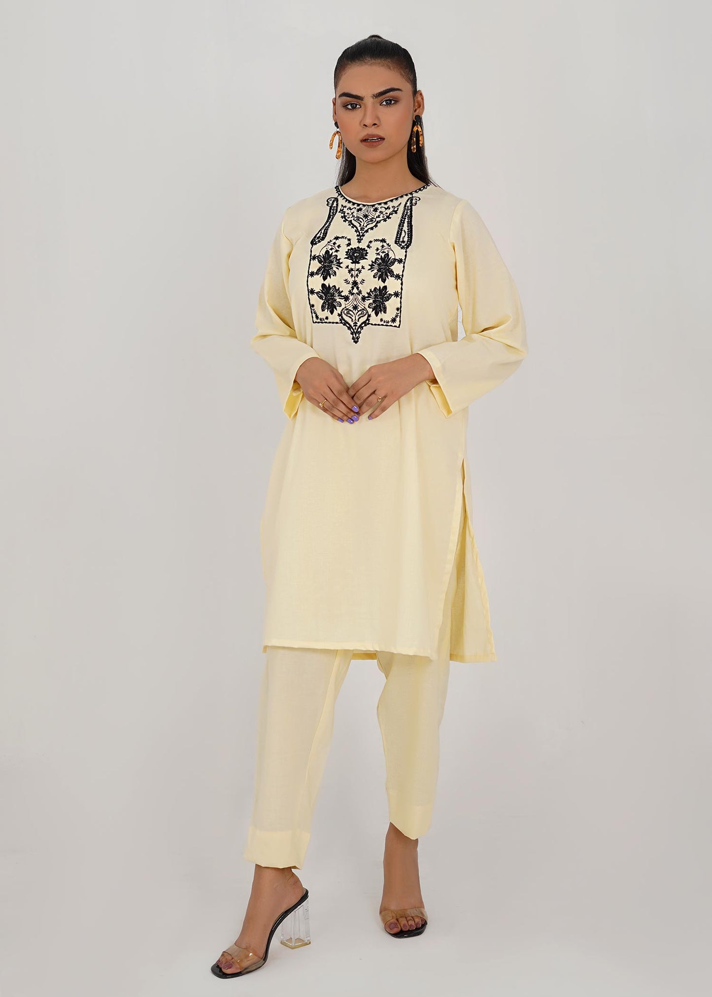 Cotton Shembray  Embroidered Co-Ord Set