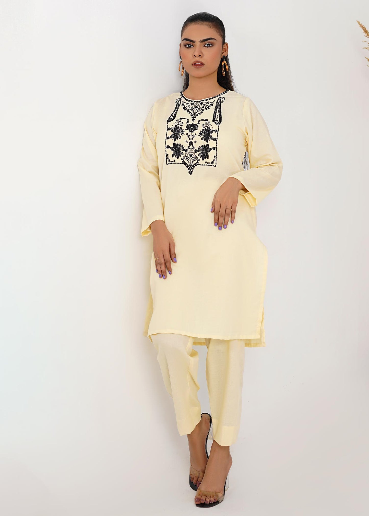 Cotton Shembray  Embroidered Co-Ord Set