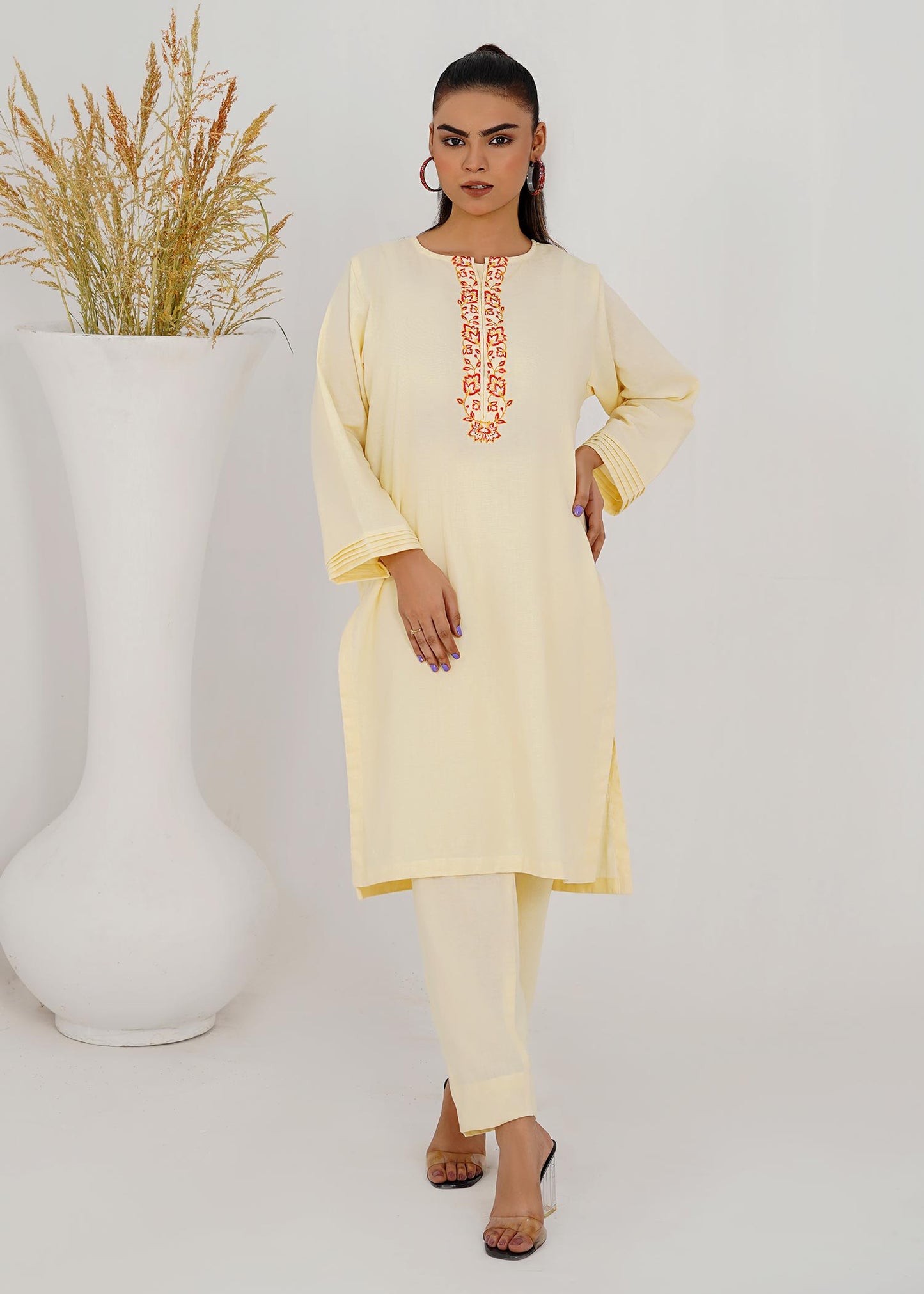 Cotton Shembray  Embroidered Co-Ord Set