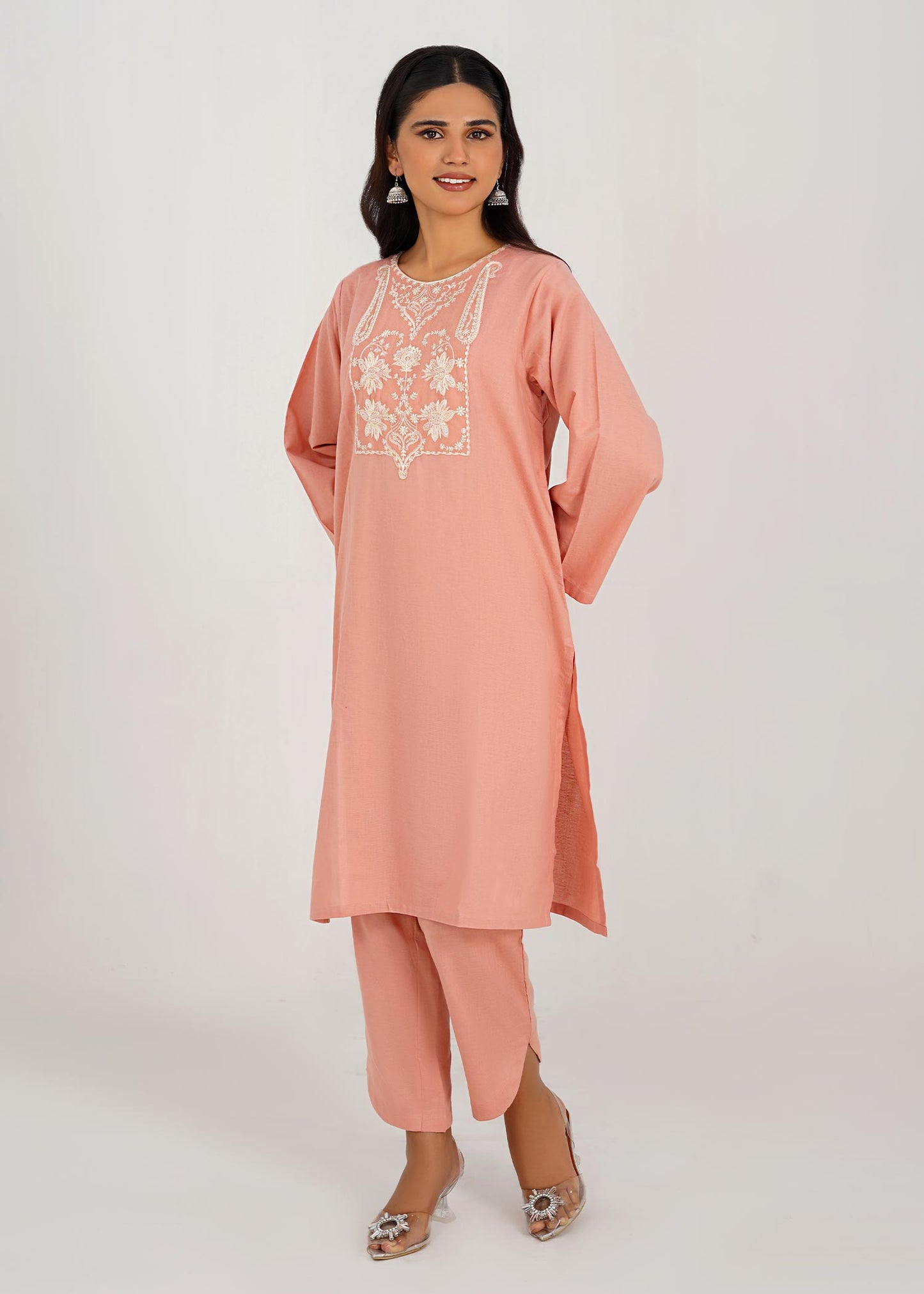 Cotton Shembray  Embroidered Co-Ord Set