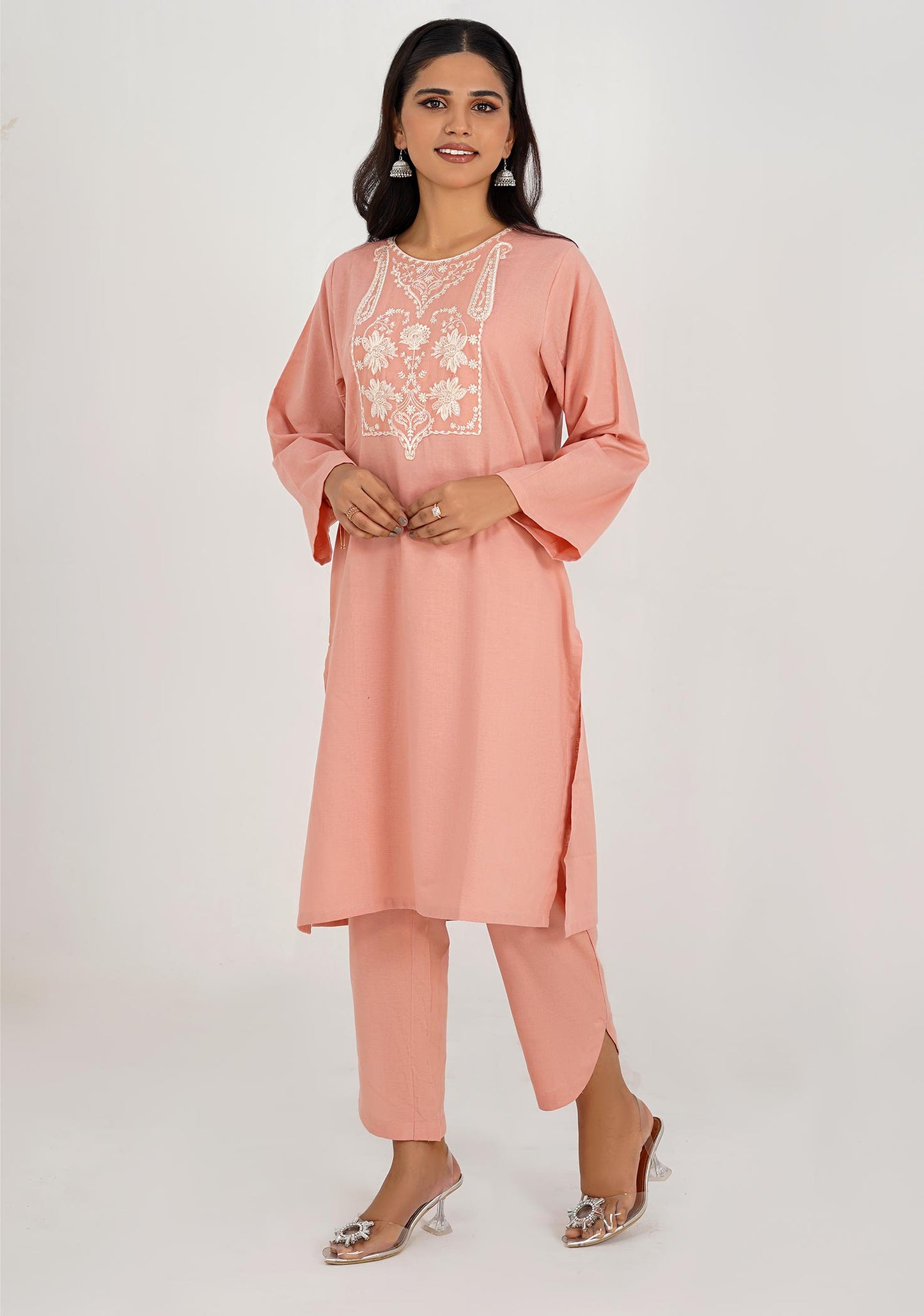 Cotton Shembray  Embroidered Co-Ord Set